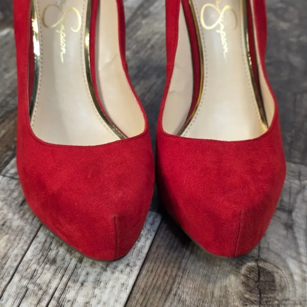 Jessica Simpson Red Platform Pumps Stiletto  Size 8 1/2